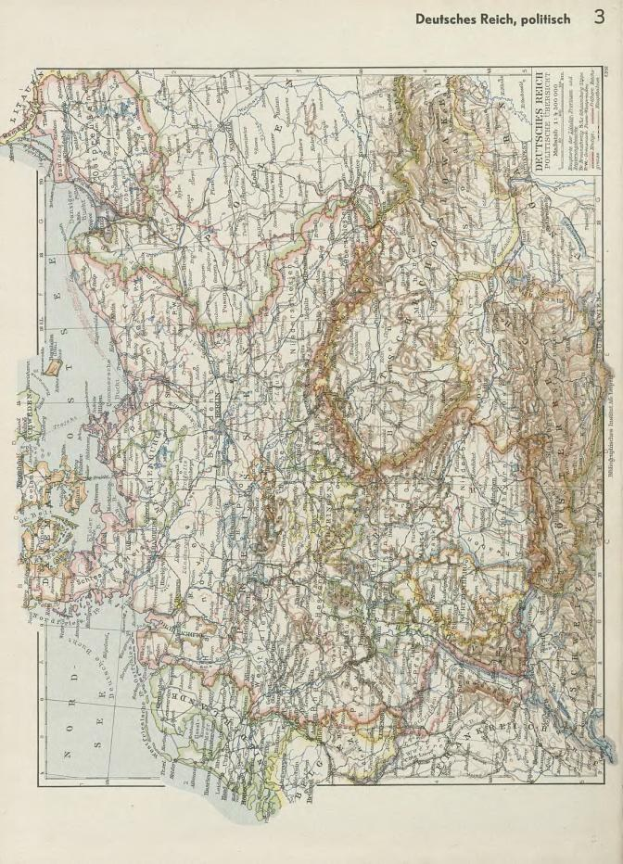 Alte Karte von Deutschland aus dem 19. Jahrhundert, die politische Gliederung zeigt, auf altem Papier gedruckt mit Text oben und unten.