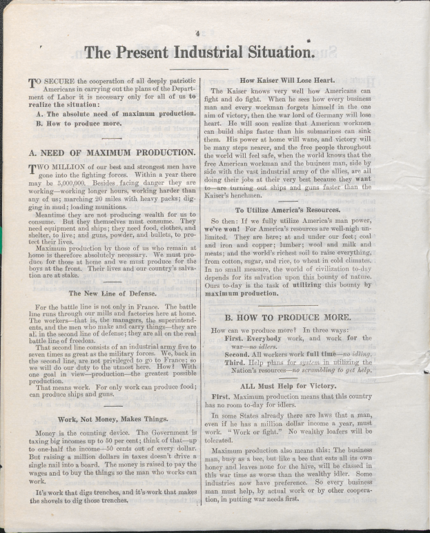 Ein offenes Buch mit dem Titel "Die gegenwärtige Industrielle Situation" auf einem schwarzen Hintergrund.