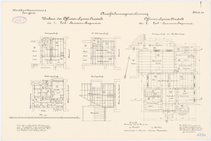 Schwarz-weißer architektonischer Grundriss des ehemaligen Bundeskanzleramts in der Bundesrepublik Deutschland, der detaillierte Layout- und Textangaben zeigt.