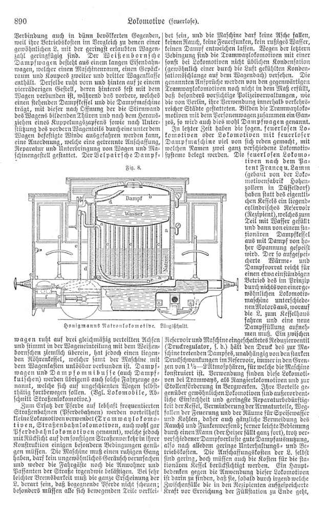 Eine Buchseite mit einer detaillierten Zeichnung eines Automotors mit beschrifteten Komponenten, betitelt mit "Deutsches Patent 890,000,000 - Schematics of the Engine".