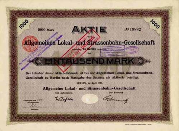 Altes deutsches Wertpapier, ausgestellt von der deutschen Regierung, mit gedrucktem Text und numerischen Werten.